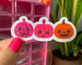 halloween pumpkins sticker / holographic / jack-o-lantern stickers / cute trendy halloween stickers / halloween spooky season stickers