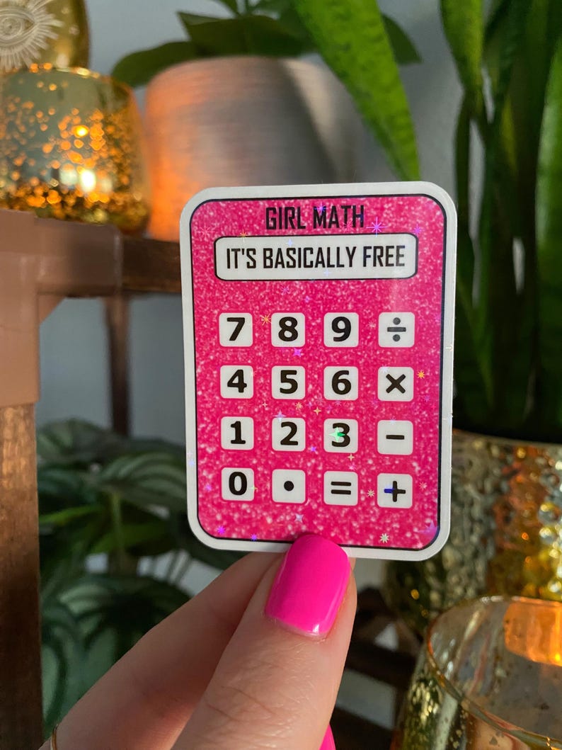 Pink Math Stickers Design Girl Math Sticker / Calculator Sticker / Holographic Vinyl / Cute ...