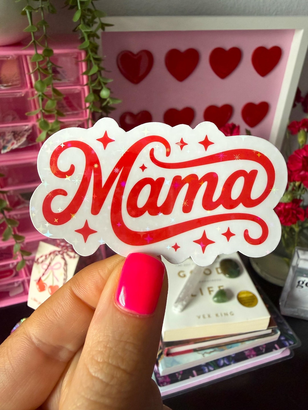 Maa Sticker Red Mama Sticker / Holographic Stickers / Cute Trendy Mama Sticker / Red ...