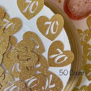 Confettis du 70e anniversaire / 50 Compter / Décorations du 70e anniversaire / Confettis d'âge personnalisés / Confettis de nombre / Fournitures de fête du 70e / Décor du 70e
