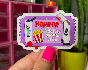 horror addicts movie club sticker / holographic vinyl / horror movies stickers / spooky season stickers / stickers for horror lovers