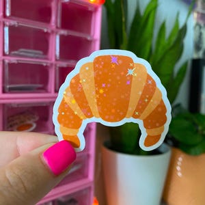 croissant sticker / bakery sticker / holographic / cute food stickers / pastry stickers / foodie stickers / breakfast croissant stickers