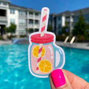 pink lemonade sticker / holographic / cute lemonade stickers / summer stickers / summertime stickers / summer drinks sticker