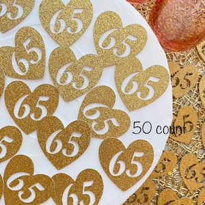 65th Birthday Confetti / 50 Count / 65th Birthday Decorations / Custom Age Confetti / Number Confetti / 65th Party Supplies / 65th Decor