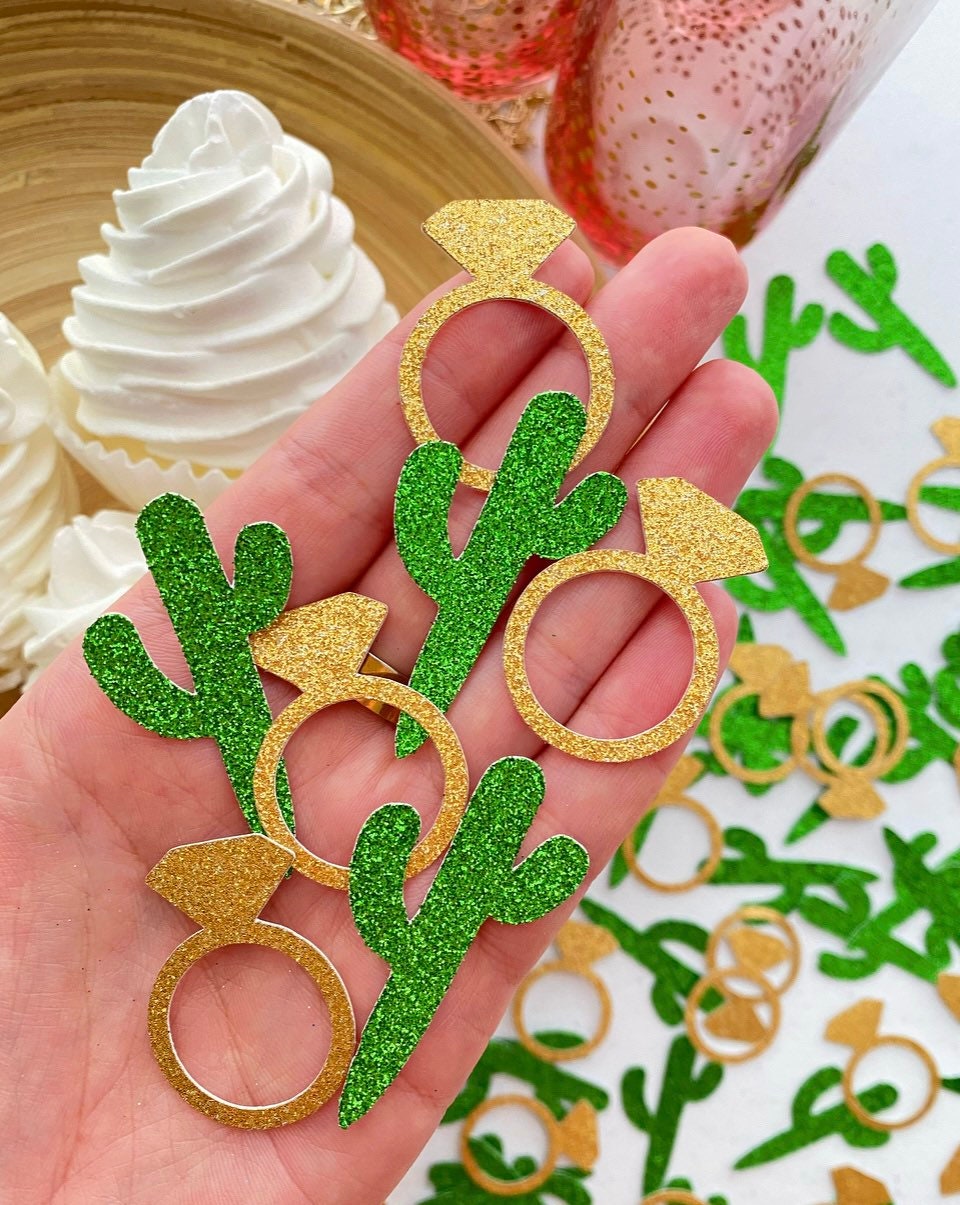 Fiesta bridal shower confetti 50 count desert disco bachelorette fiesta bridal shower decorations cactus and ring confetti