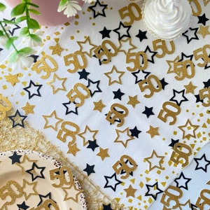 Confettis pour 50e anniversaire / 200 pièces / Décorations de fête pour 50e anniversaire / Confettis d'âge personnalisés / Confettis numériques / Articles de fête pour 50e