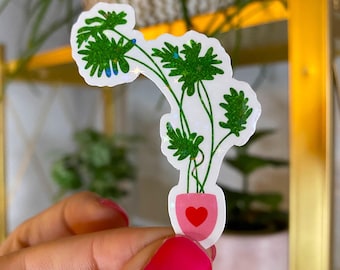 monstera Valentines Day plant sticker / potted plant sticker / cute plant stickers / houseplant stickers / monstera deliciosa sticker