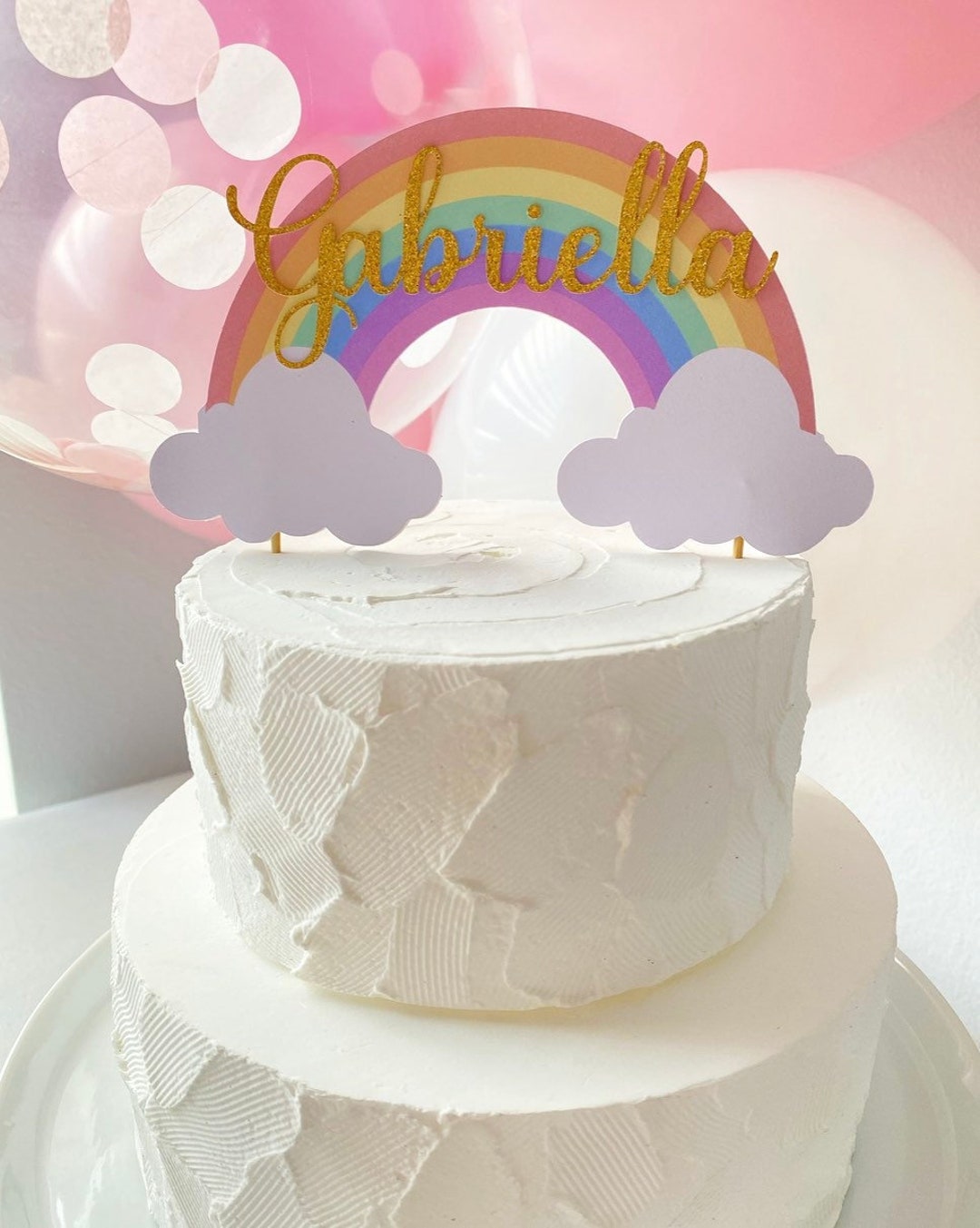 Pastel Rainbow Birthday Party Girl White Digital Number 1 2 3 4 5