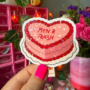 men r trash anti Valentine’s Day sticker / holographic / cute funny trendy girlie anti Valentine’s Day sticker / galentines day stickers