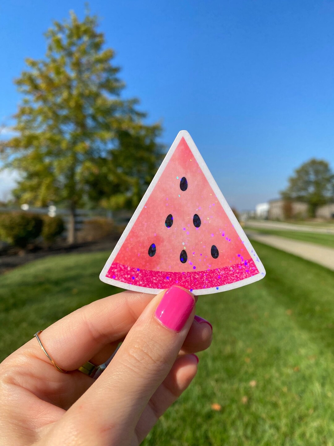 Watermelon Digital Sticker Watermelon Sticker / Pink Watermelon Slice / Waterproof Holographic ...