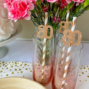 80th Birthday Decorations / 80th Birthday Party Straws / 80th Birthday Party Decorations / Gold 80th Birthday Decorations