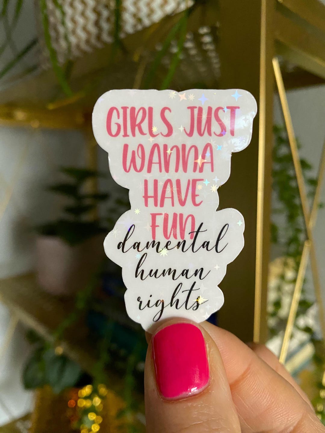 Fundamental Rights Sticker Girls Just Wanna Have Fundamental Human Rights Sticker / Women’s Rights ...