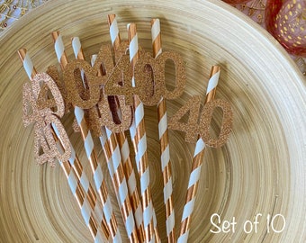 40th birthday party decorations / paper party straws / 40th birthday ideas / 40th anniversary decorations / fabulous 40 / a tini bit older