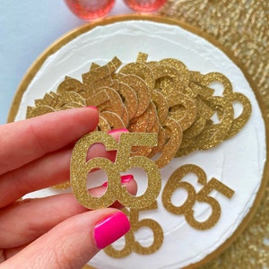 65th Birthday Confetti / 50 Count / 65th Birthday Decorations / Custom Age Confetti / Number Confetti / 65th Party Supplies / 65th Decor