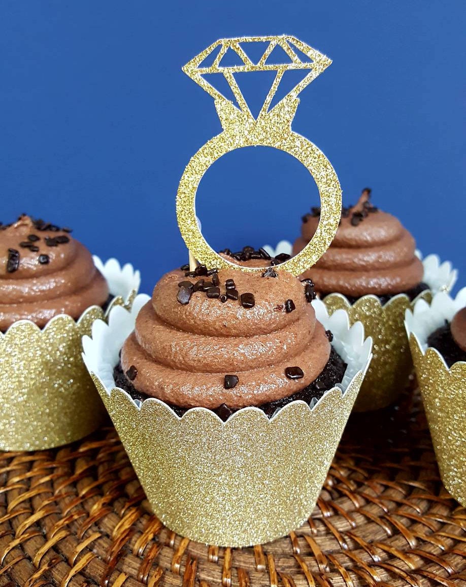 Diamond Ring Cupcake Toppers / 12 Count / Engagement Ring Etsy