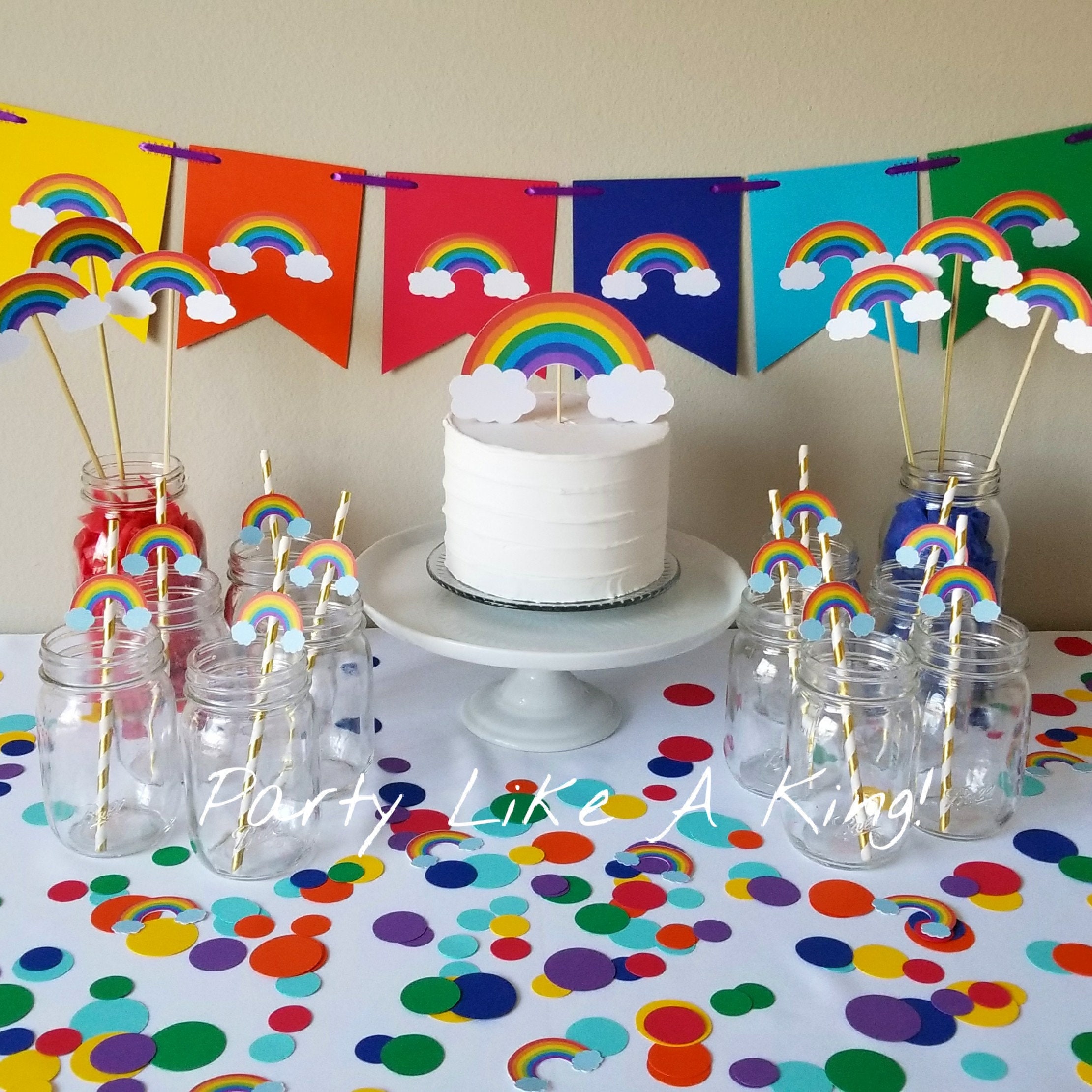 Rainbow Banner Rainbow Party Decorations Rainbow Birthday Etsy