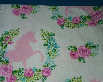 Pink Unicorns and Roses Standard Size Pillowcase