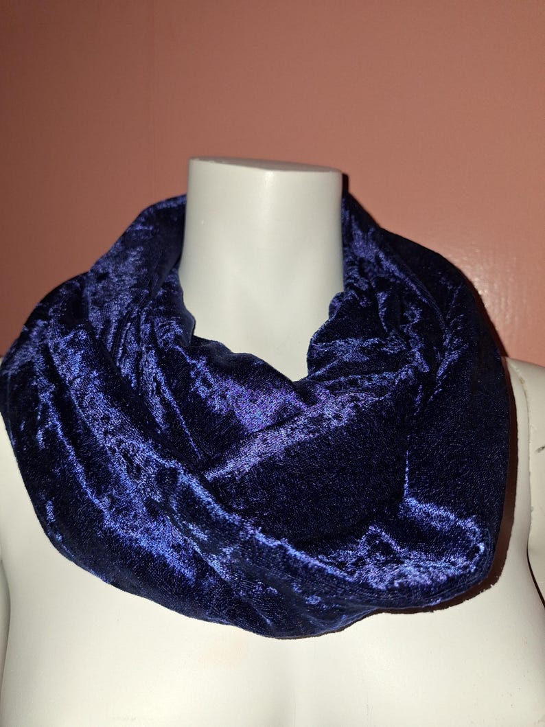 Navy Blue Velvet Infinity Scarf - Etsy