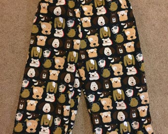 Dog Faces Flannel Pants Child Size 3T