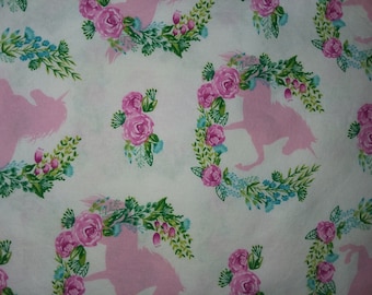 Pink Unicorns and Roses Standard Size Pillowcase