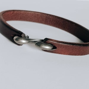 Leather Bracelet, Unisex S Hook Clasp, 3rd anniversary leather couples gift