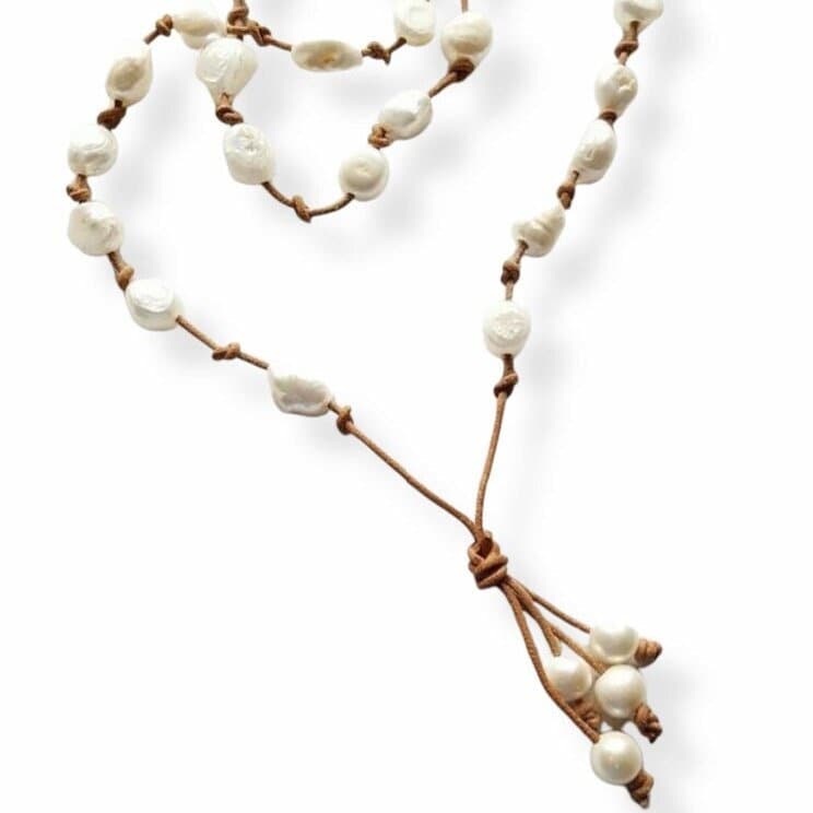 Baroque Pearl Leather Necklace: Freshwater Pearl Tassel