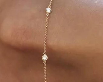 Presente para o Dia das Mães, tornozeleira ajustável com strass de cristal