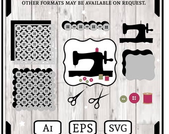 Bumper Sewing Machine and Accessories Bundle .......Digital Download....Ai EPS SVG