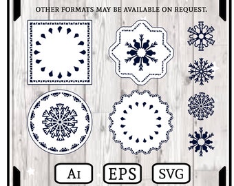 Set of Snowflakes and Toppers ....Ai, EPS SVG......Digital Download