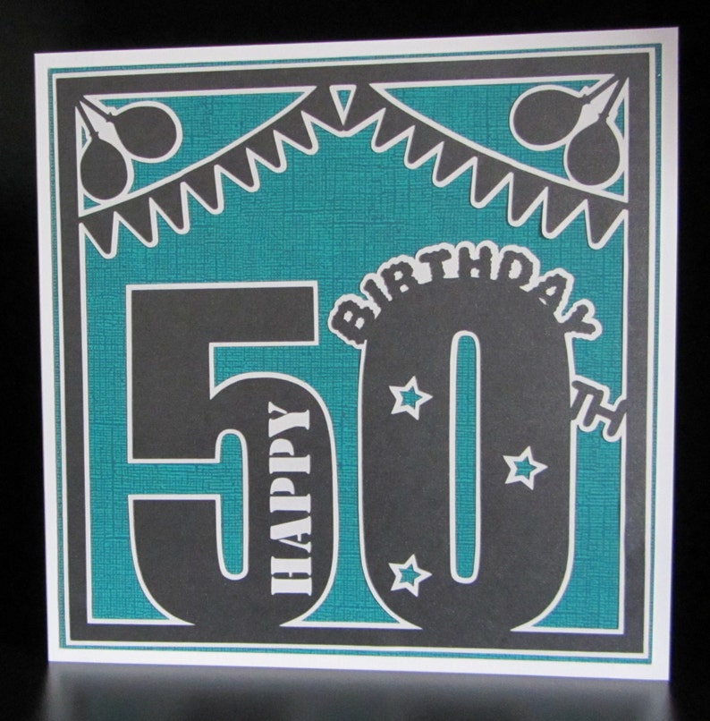 Download 50th Birthday Card Topper SVG Digital Cutting File | Etsy