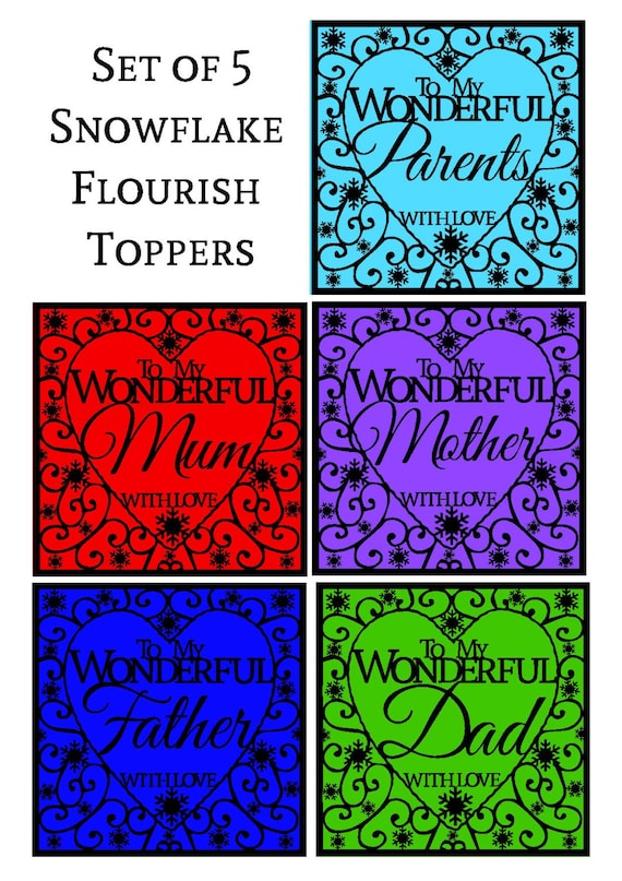 Download Items similar to Set of 5 Snowflake Heart Toppers.......SVG & FCM Formats Included ...