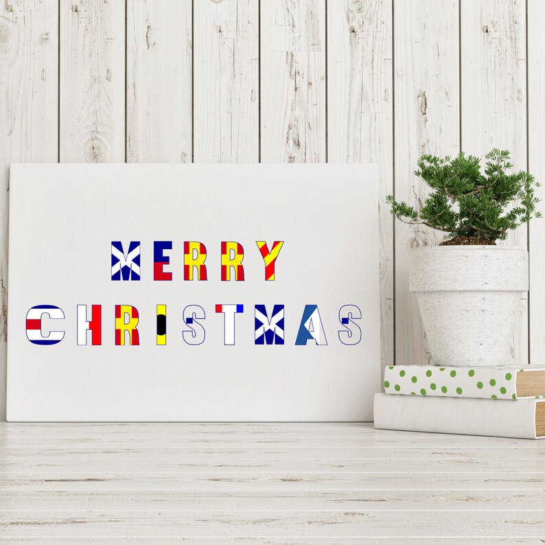 Nautical Signal Flags Christmas Wall Sign Digital Download - Etsy