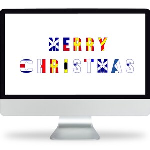 Nautical Signal Flags Christmas Wall Sign Digital Download Printable, Merry Christmas Wall ...