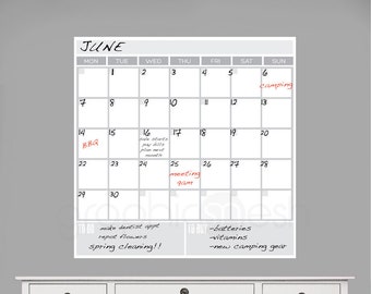 Monthly with To do & To buy DRY ERASE CALENDAR- Erasable surface wall decals by GraphicsMesh