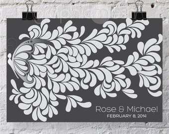 Love Butterfly Guestbook sign - 150 Guest Wedding Custom GUESTBOOK ALTERNATIVE - Personalized Print | Poster | Canvas by GraphicsMesh
