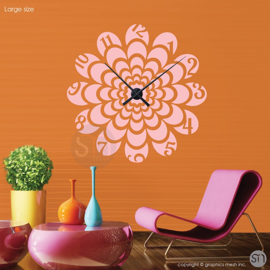 FLORAL BURST CLOCK wall decals Floral art vinyl cut out Etsy