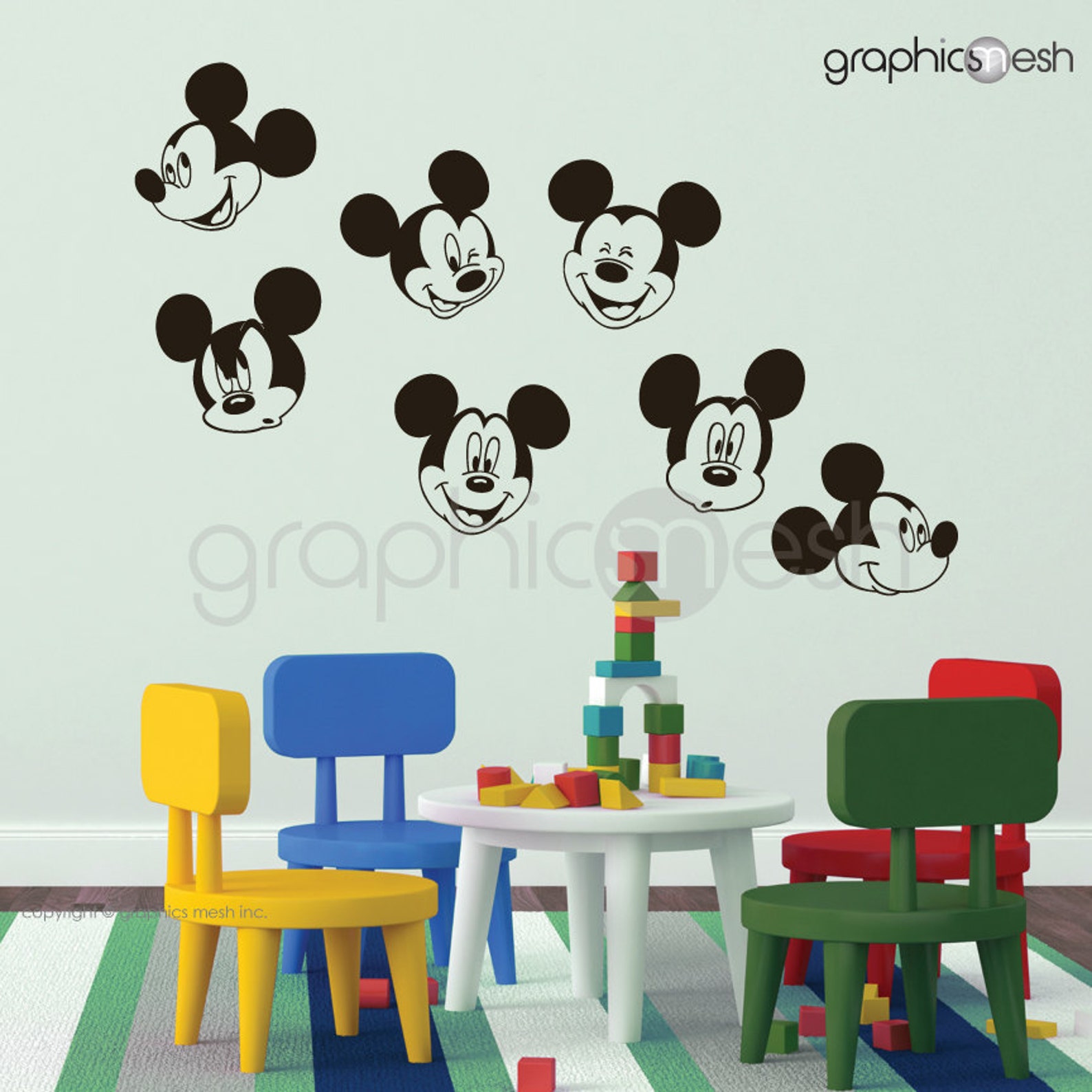 Wall Decals MICKEY MOUSE Replica Various Faces Surface Etsy