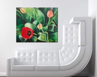 Tulips in my moms garden - Giclée Art Print - Print on Canvas by GraphicsMesh