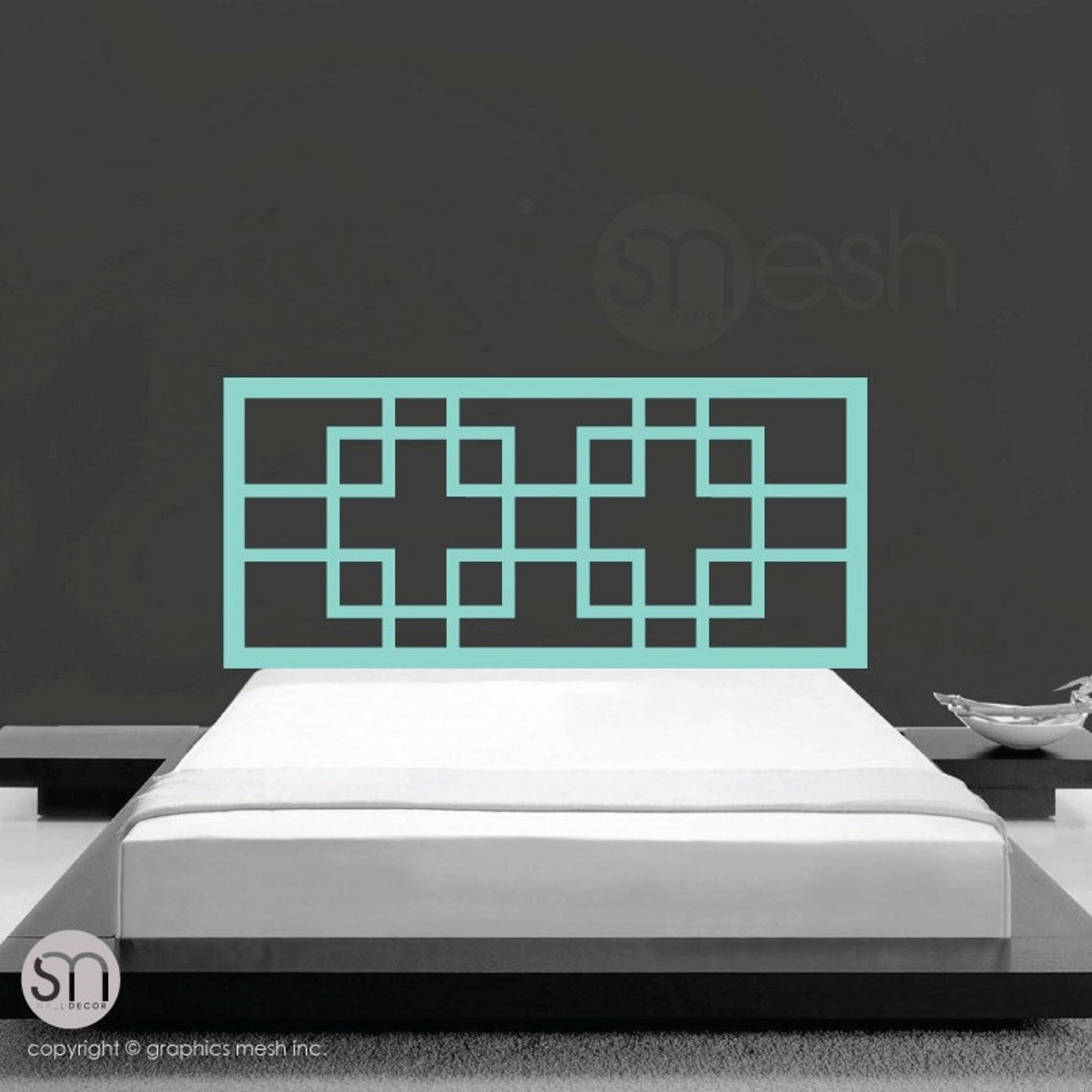 Wall Decal HEADBOARD OVERLAPPING SQUARES Interior Bedroom Etsy