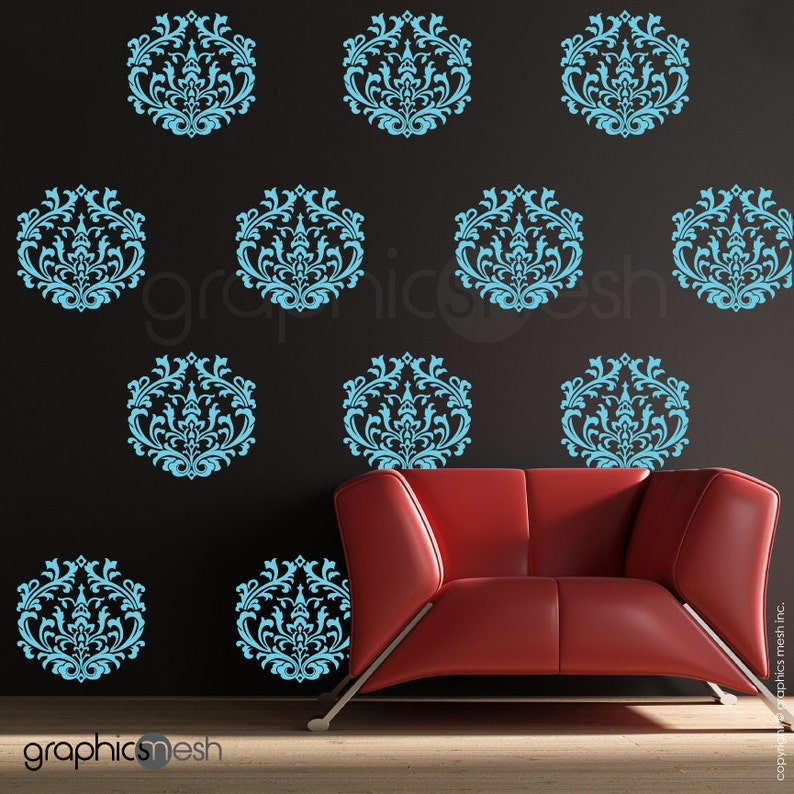 Wall decals CLASSIC DAMASK SET Interior decor surface graphics by GraphicsMesh image 1