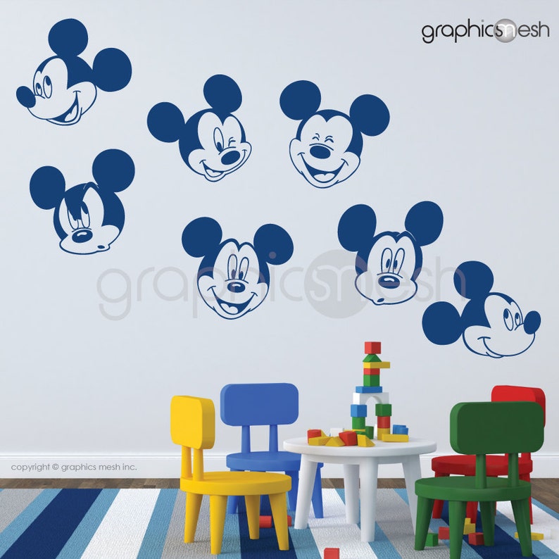 Wall Decals MICKEY MOUSE Replica Various Faces Surface Etsy