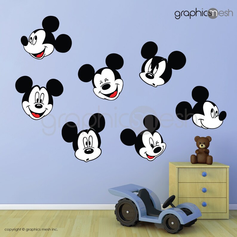 Wall Decals MICKEY MOUSE Replica Various Faces Printed Etsy
