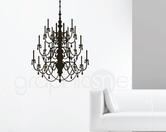 CRYSTAL CHANDELIER wall decal - Removable surface graphics for interior decor by GraphicsMesh