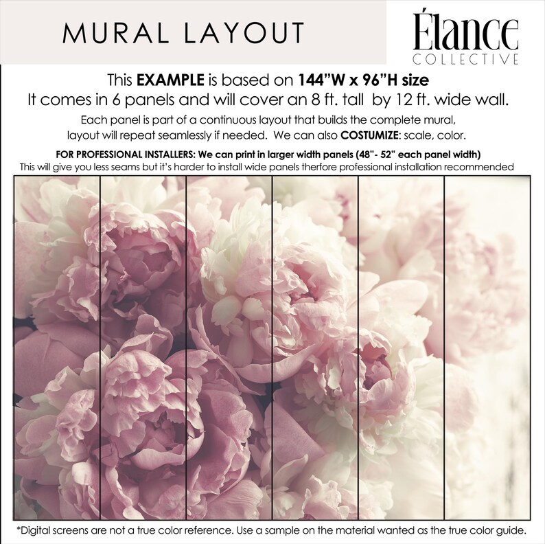Blush Peony Wall Mural Peel and Stick Wallpaper | Pink Floral Bedroom ...