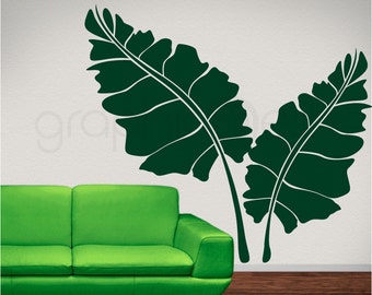 Wall decals TWO LARGE LEAVES Surface vinyl graphics - Removable wall art - Modern interior decor by GraphicsMesh