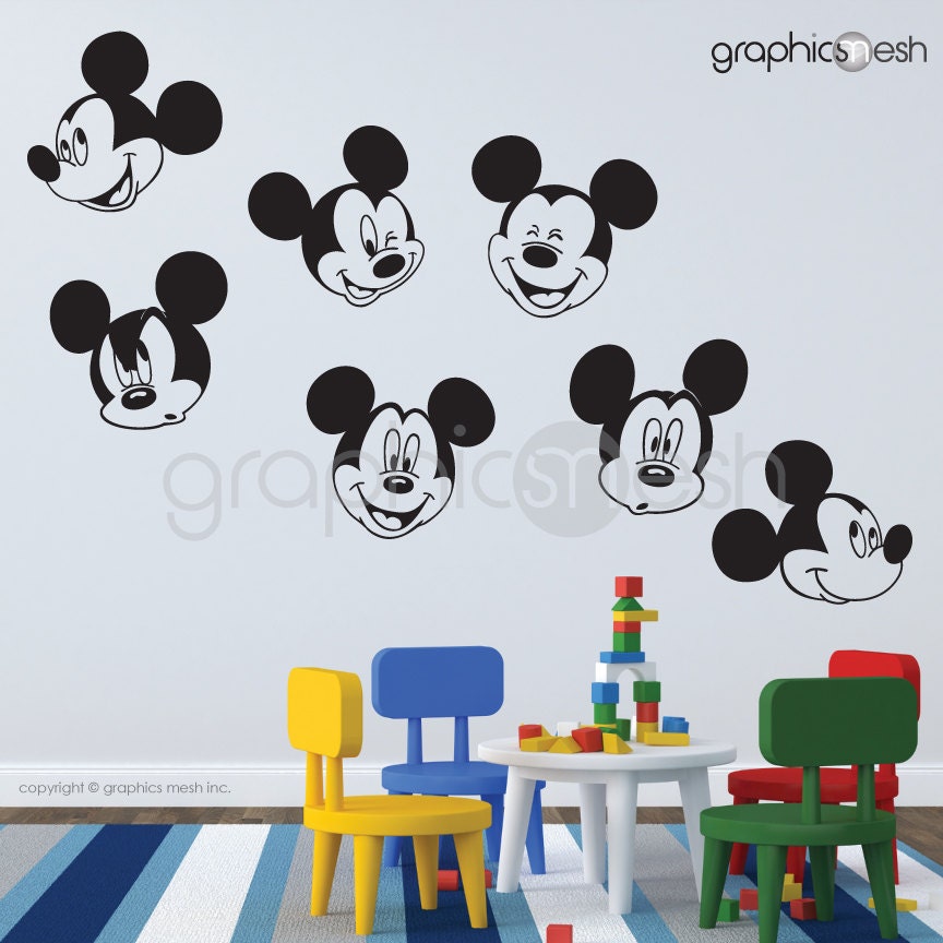 Wall decals MICKEY MOUSE Replica various faces Surface | Etsy