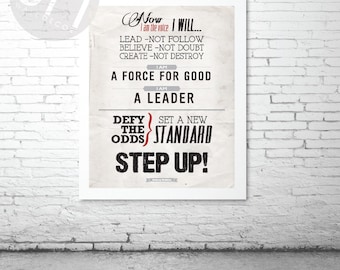 STEP UP! Tony Robbins motivational poster - Instant DOWNLOAD - Typography art print inspirational quote by GraphicsMesh