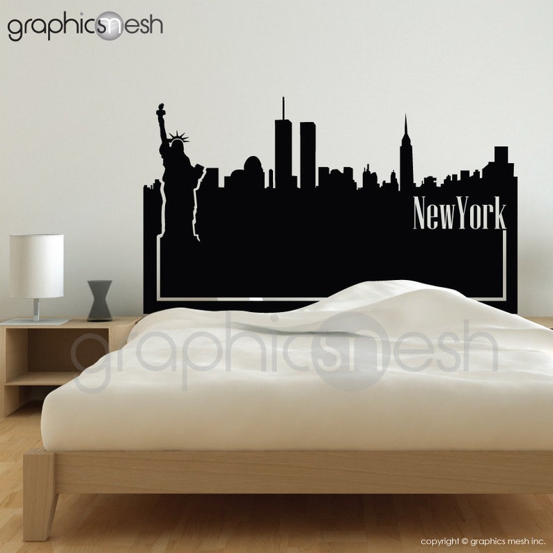 Wall Decal NEW YORK SKYLINE Headboard Interior Bedroom Decor Etsy