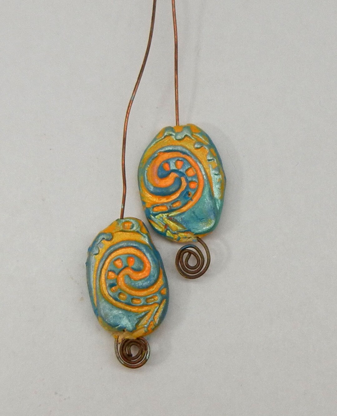 POLYMER CLAY Headpins, Turquoise and Yellow Clay Headpins for Jewelry