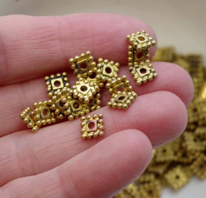 25 METAL SPACER BEADS Square Flat Spacer 7x7 Mms Beading Etsy